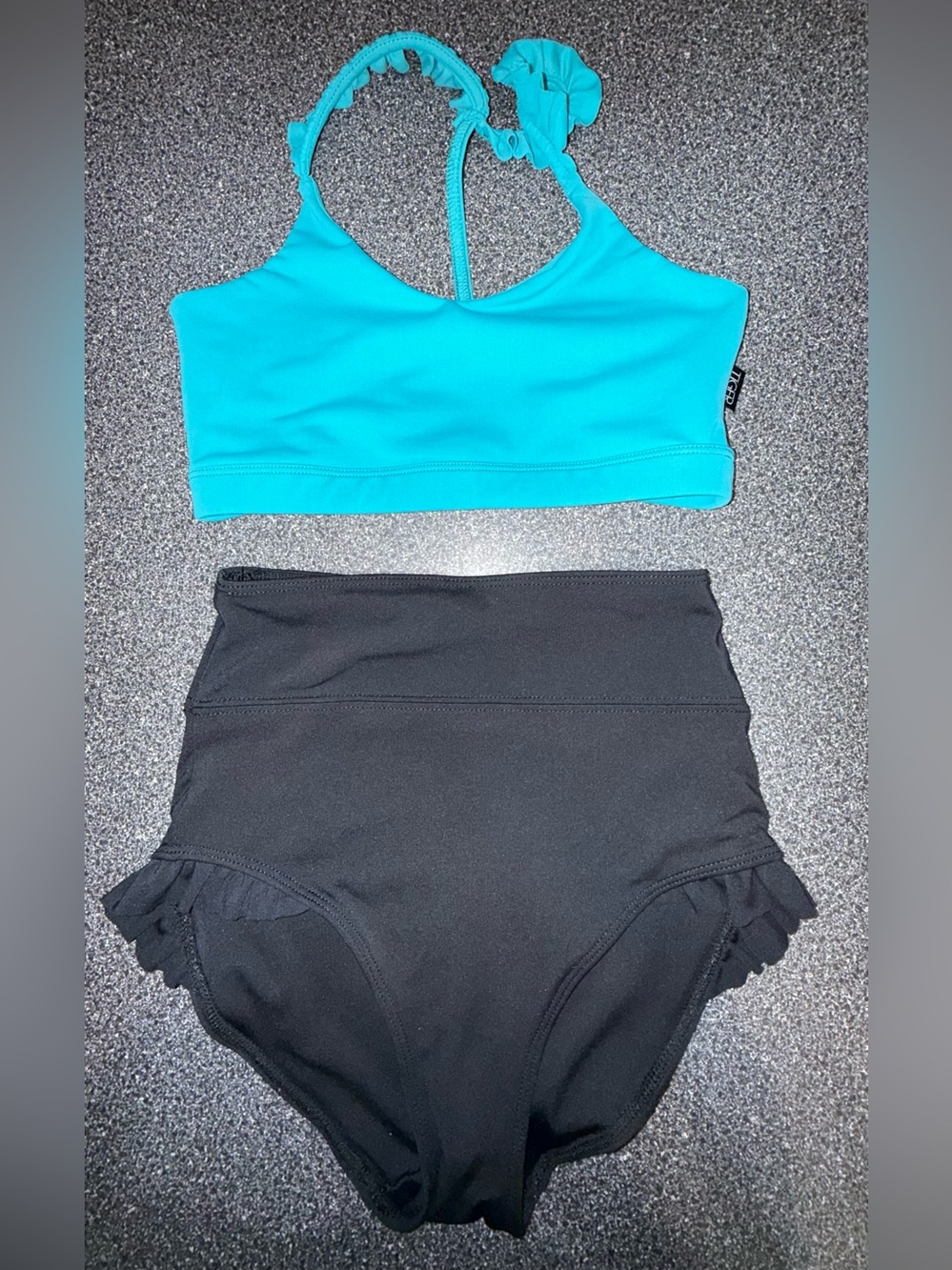 Tiger Friday Dance Set 2 Piece Teal Top Black Bottoms Size Adult X-Small